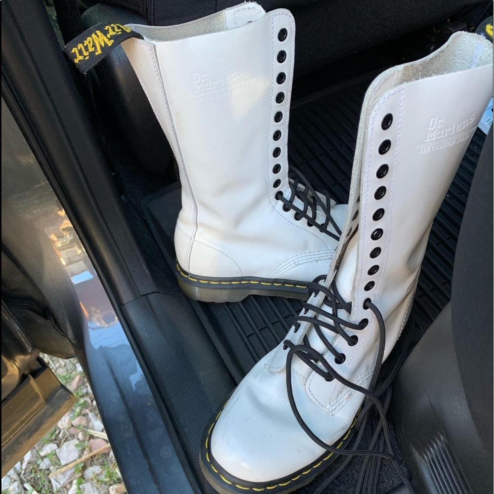 Knee high white Dr. Martens